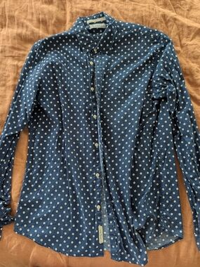 Scotch & Soda Navy Blue Polka Dot Button-Down Shirt - XL